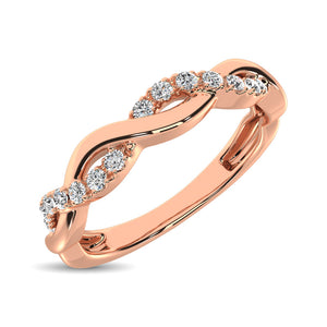 14K Rose  Gold 1/20 Ct.Tw.Diamond Wedding Band