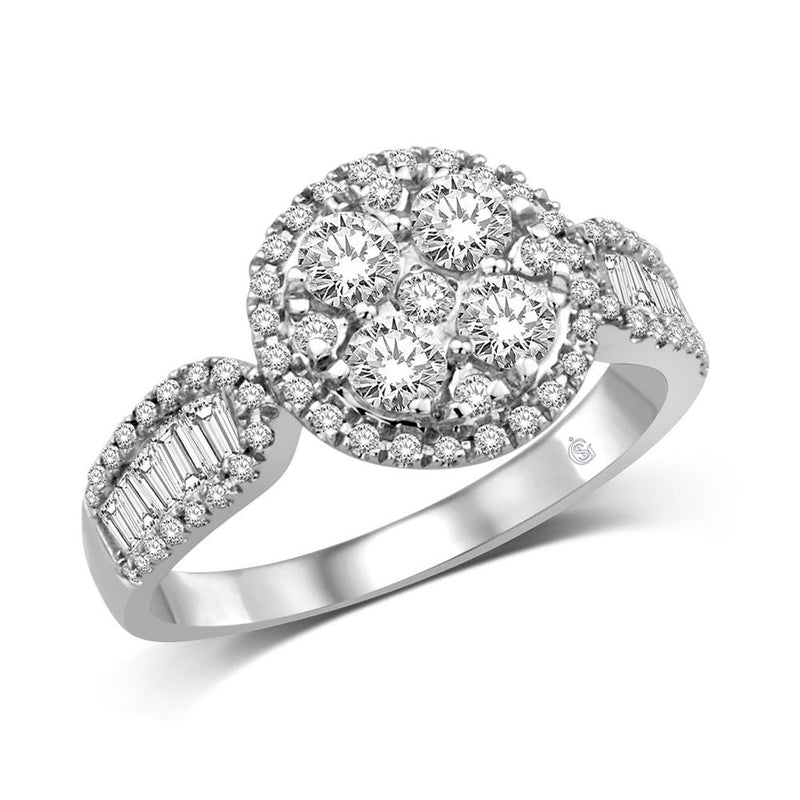 14K White Gold 1 1/6 Ct.Tw.Diamond Fashion Ring