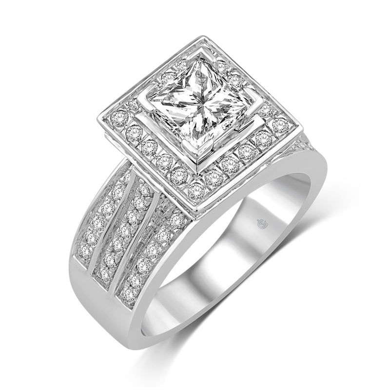 14K White Gold 7/8 Ct.Tw. Diamond Engagement Ring