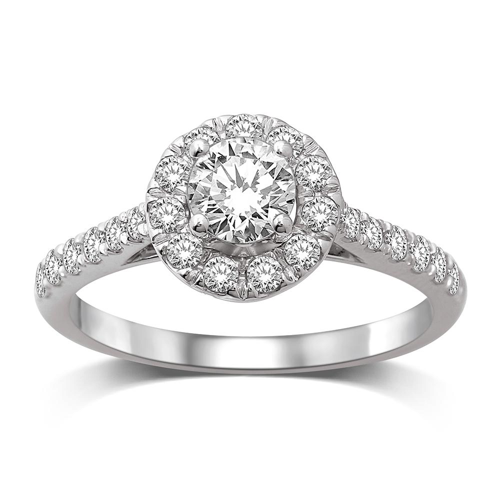 14K White Gold 1/2 Ct.Tw.Diamond Semi Mount Engagement Ring