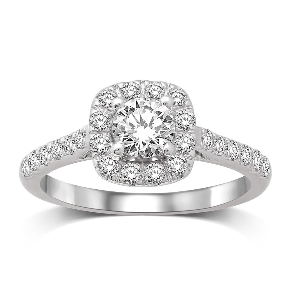 14K White Gold 1/2 Ct.Tw.Diamond Semi Mount Engagement Ring