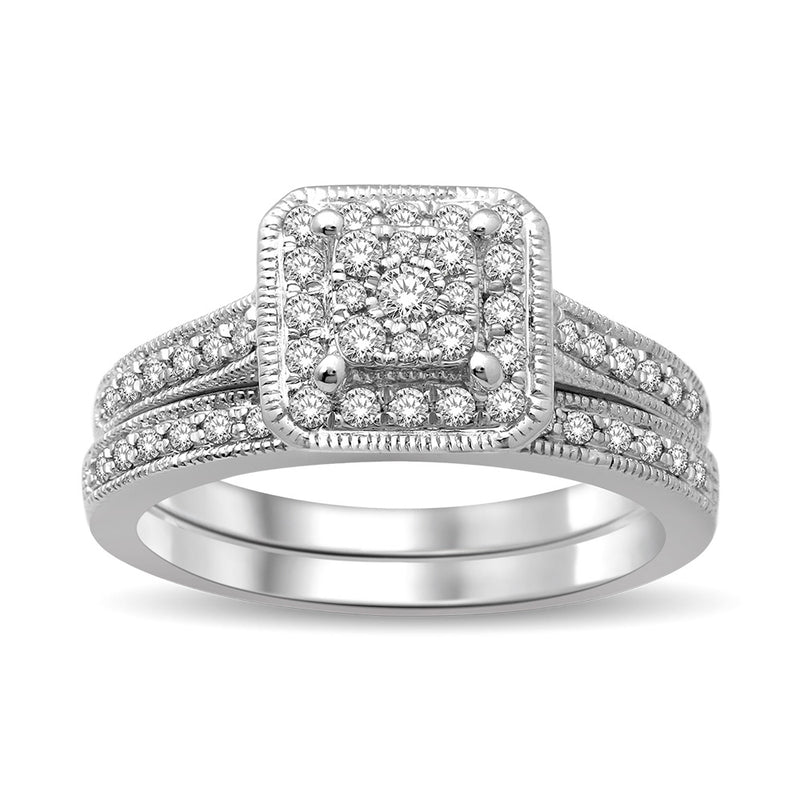 14K White Gold 1/2 Ct.Tw Diamond Bridal Ring