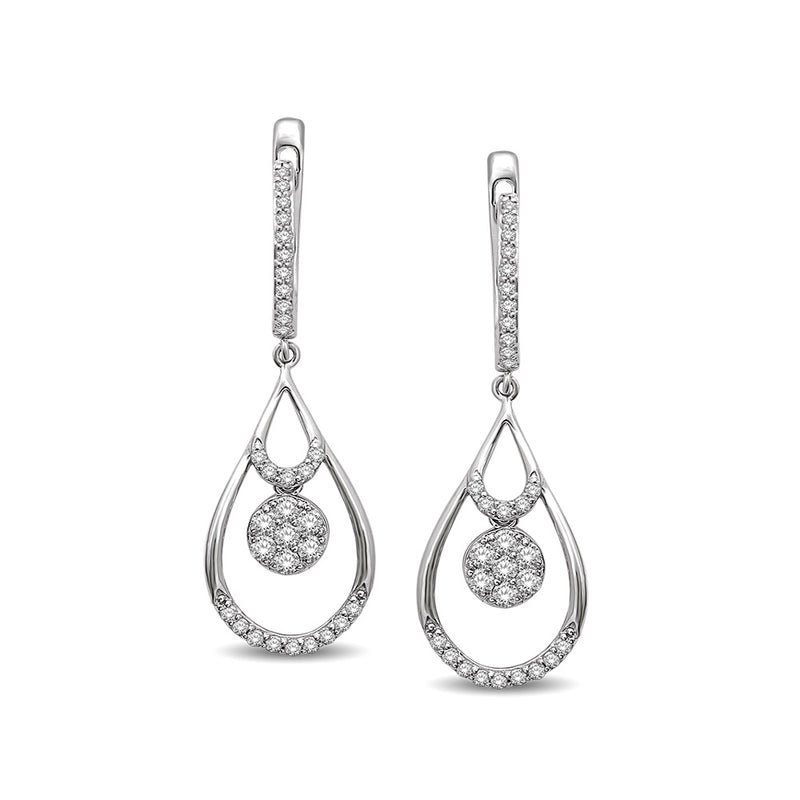 14K White Gold 5/8 Ct.Tw. Diamond Drop Earrings
