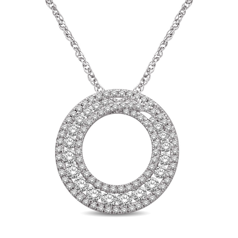 14K White Gold 1 1/6 Ct.Tw Diamond Circle Pendant