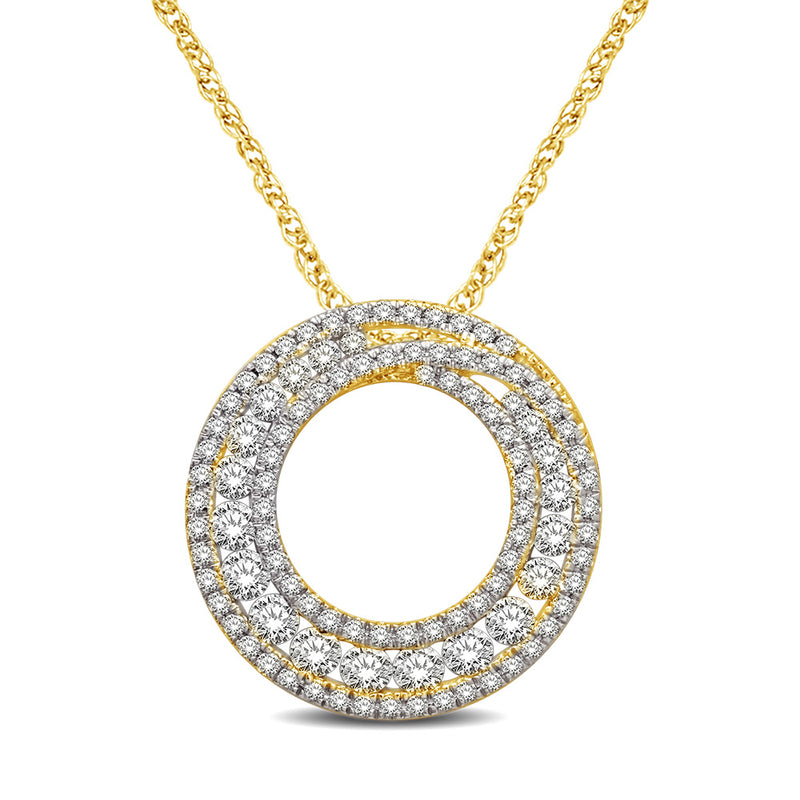 14K Yellow Gold 1 1/6 Ct.Tw Diamond Circle Pendant