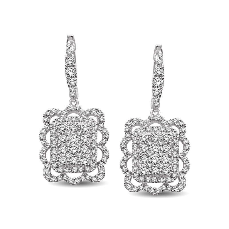 14K White Gold 1 1/3 Ct.Tw Diamond Fashion Earrings