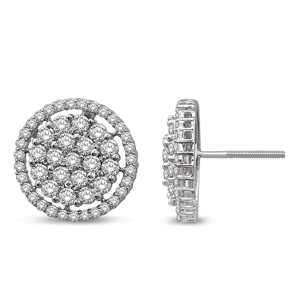 14K White Gold 1 5/8 Ct.Tw. Diamond Stud Earrings