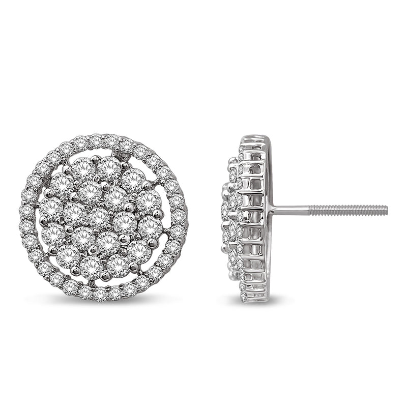 14K White Gold 1 5/8 Ct.Tw. Diamond Stud Earrings