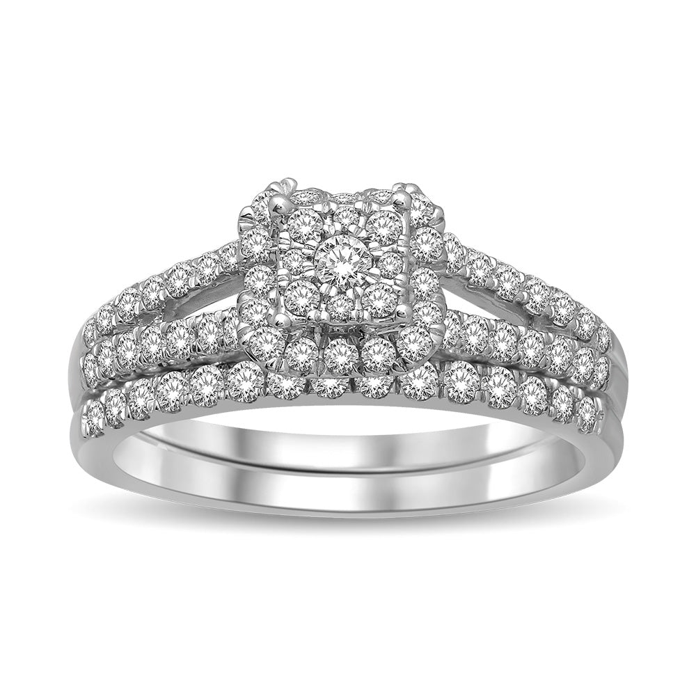 14K White Gold 7/8 Ct.Tw. Diamond Bridal Ring