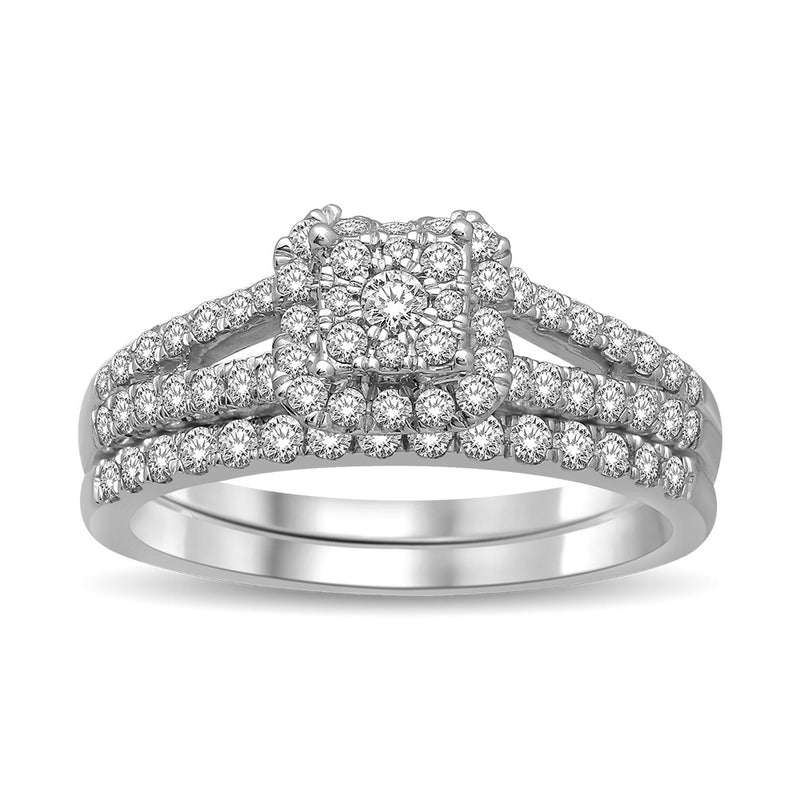 14K White Gold 7/8 Ct.Tw. Diamond Bridal Ring