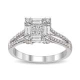 14K White Gold 9/10 Ct.Tw Diamond Engagement Ring