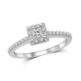 14K White Gold 1/2 Ct.Tw.Diamond Halo Engagement Ring