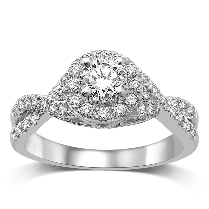14K White Gold 1/2 Ct.Tw.Diamond Semi Mount Engagement Ring