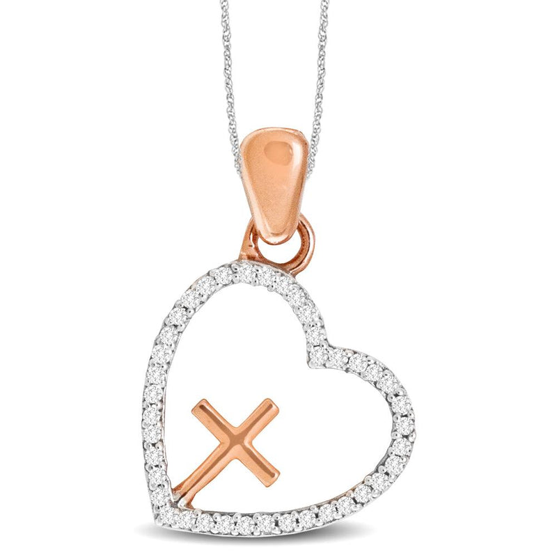 10K White Gold 1/8 Ct.Tw.Diamond  Heart Pendant