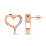 10K Rose Gold 1/20 Ct.Tw.Diamond  Heart Earrings
