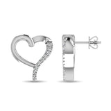 10K White Gold 1/20 Ct.Tw.Diamond  Heart Earrings