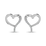 10K White Gold 1/20 Ct.Tw.Diamond  Heart Earrings