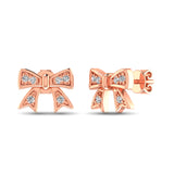 10K Rose Gold Diamond Accent Bow Earrings