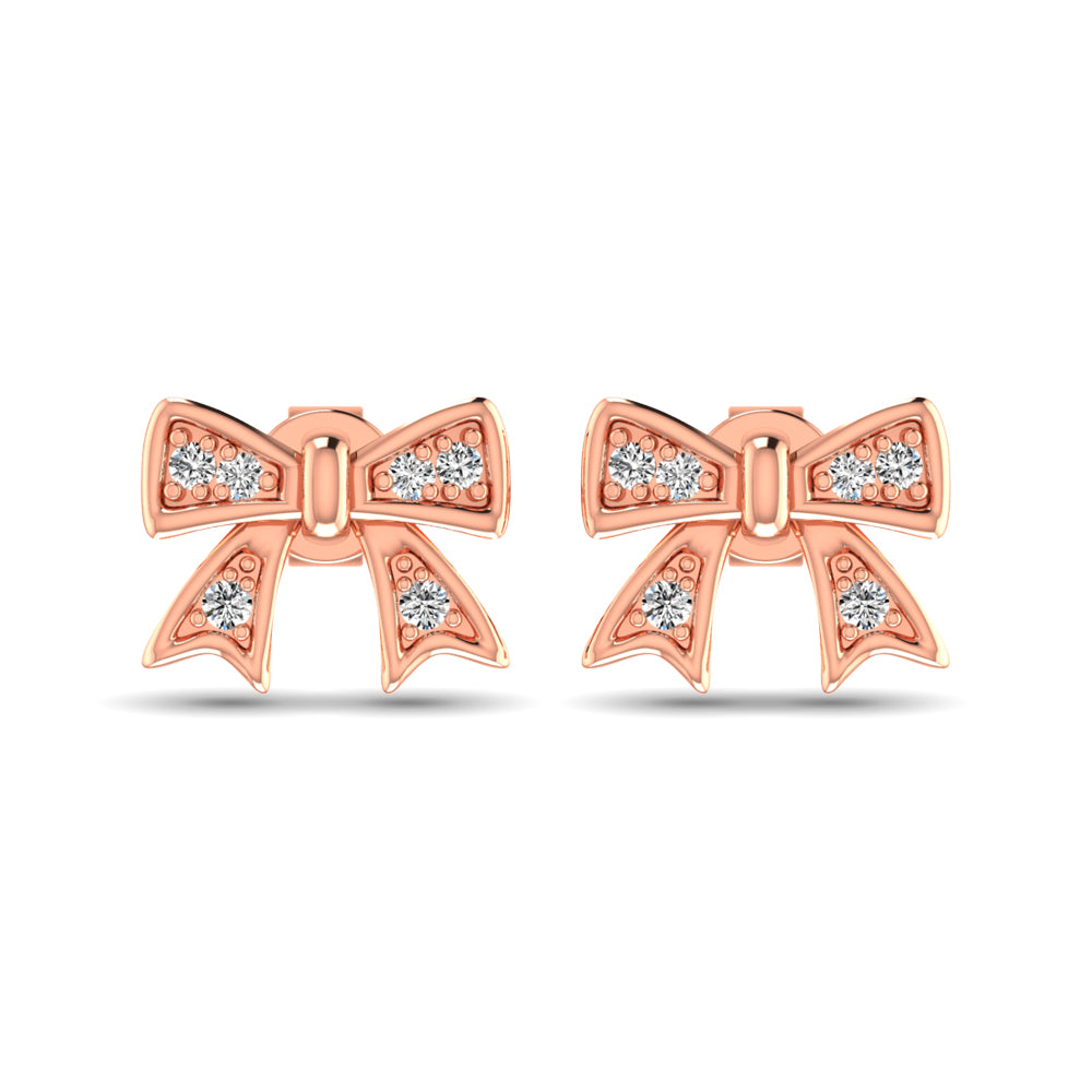 10K Rose Gold Diamond Accent Bow Earrings