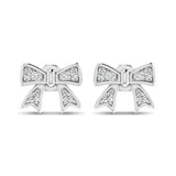 10K White Gold Diamond Accent Bow Earrings
