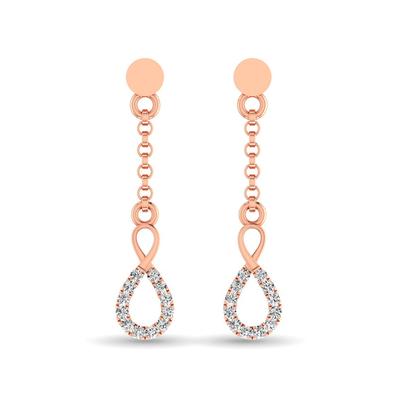 10K Rose Gold 1/10 Ct.Tw.Diamond Infinity Earrings