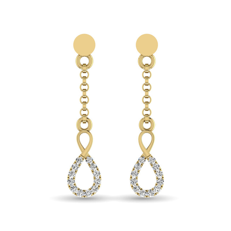 10K Yellow Gold 1/10 Ct.Tw.Diamond Dangler Earrings