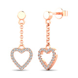 10K Rose Gold 1/10 Ct.Tw.Diamond Heart Drop Earrings