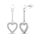 10K White Gold 1/10 Ct.Tw.Diamond Heart Drop Earrings