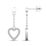 10K White Gold 1/10 Ct.Tw.Diamond Heart Drop Earrings