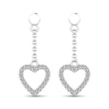 10K White Gold 1/10 Ct.Tw.Diamond Heart Drop Earrings