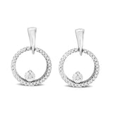 10K White Gold 1/10 Ct.Tw.Diamond Circle Earrings
