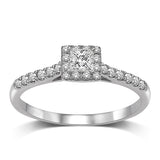 14K White Gold 1/4 Ct.Tw. Semi Mount Diamond Halo Engagement Ring