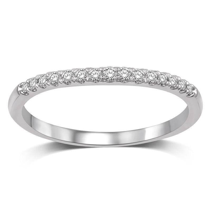 14K White Gold Diamond 1/8 Ct.Tw. Men's Machine Band