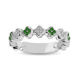 14K White Gold 1/3 Ctw  Alternate Tsavorite & Diamond Stackable Ring