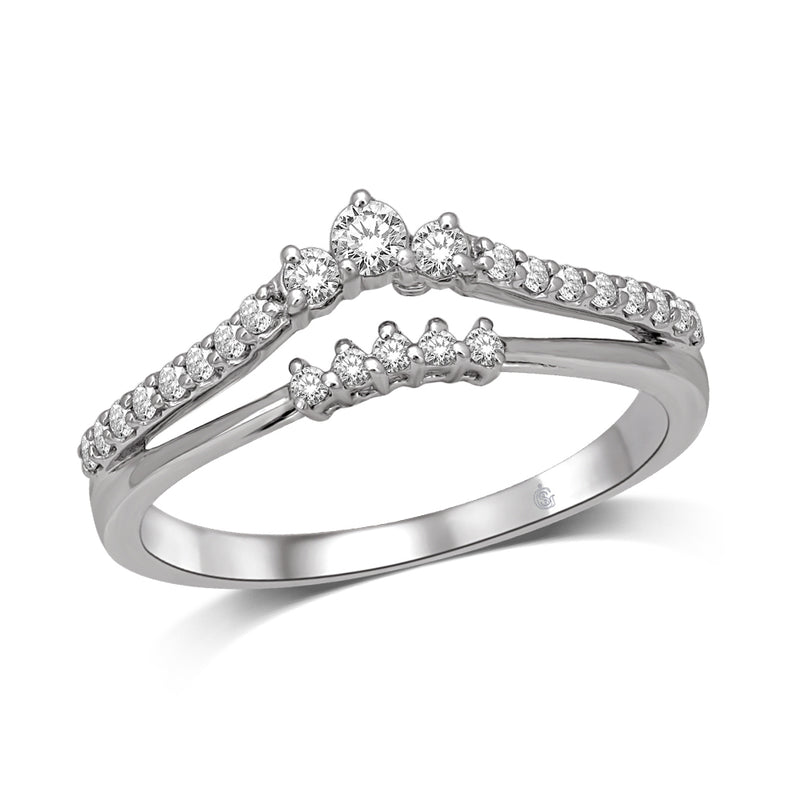 14K White Gold 1/4 Ct.Tw. Diamond Guard Ring