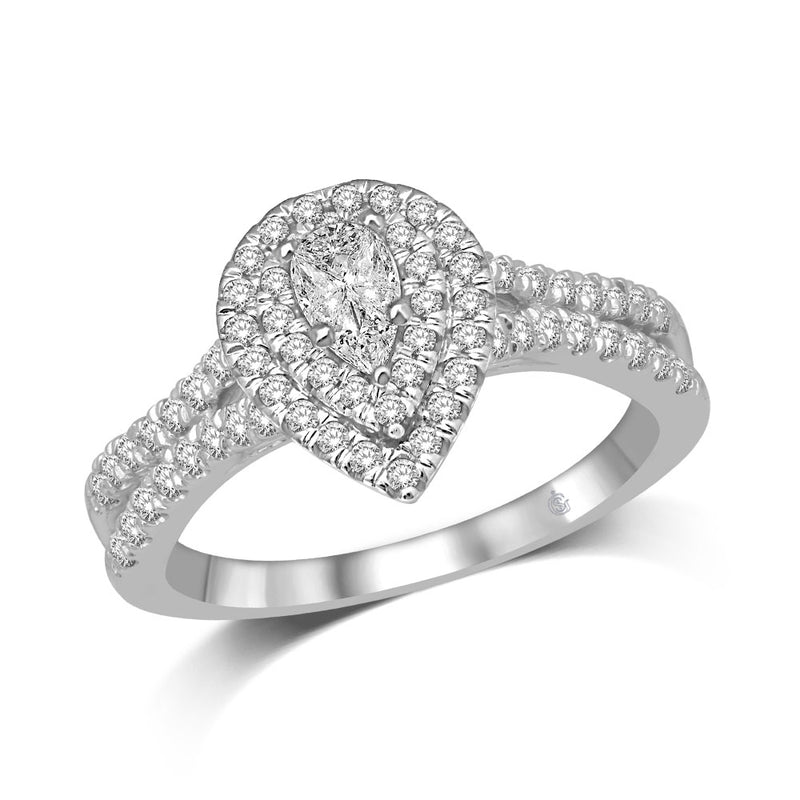 Lovecuts 14K White Gold 5/8 Ct.Tw.Diamond Engagement Ring
