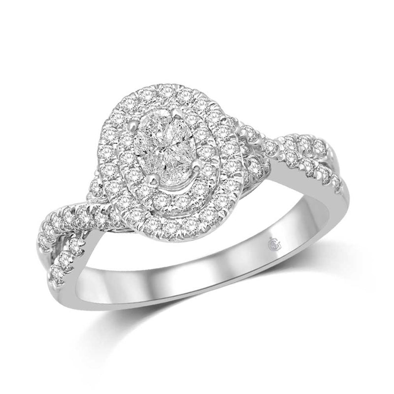 Lovecuts 14K White Gold 5/8 Ct.Tw.Diamond Engagement Ring