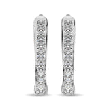 10K White Gold 1/3 Ctw Diamond Hoop Earrrings