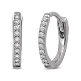 10K White Gold 1/10 Ctw Diamond Hoop Earrrings