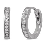 10K White Gold 1/10 Ctw Diamond Hoop Earrrings