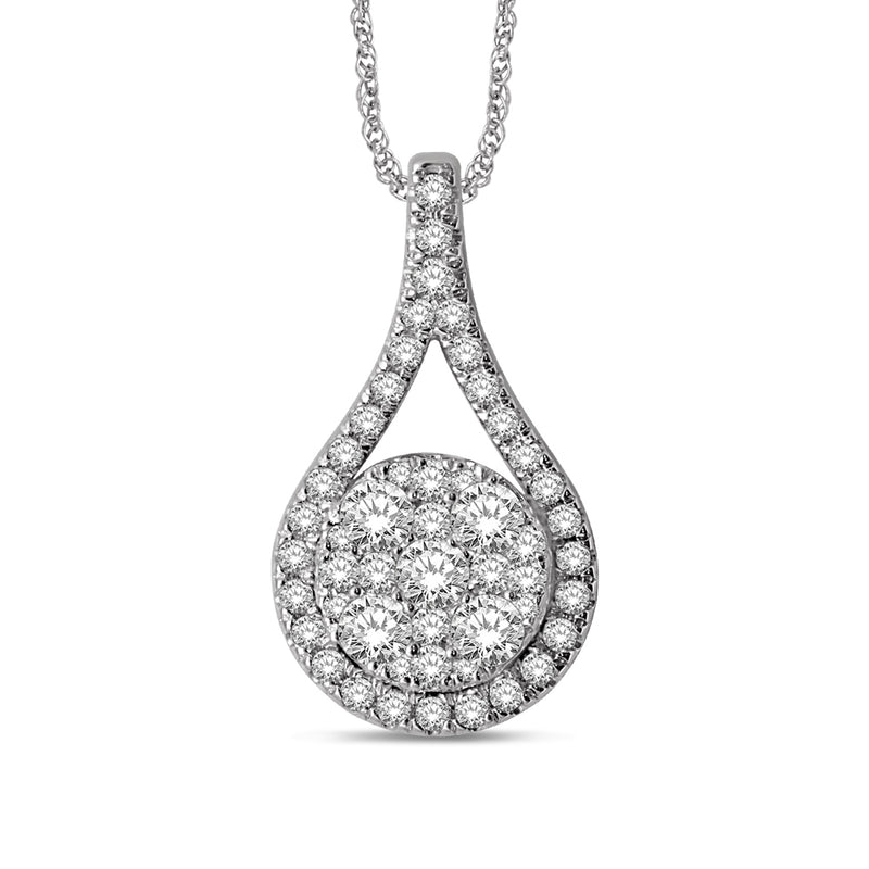 14K White Gold 3/4 Ctw Diamond Fashion Pendant