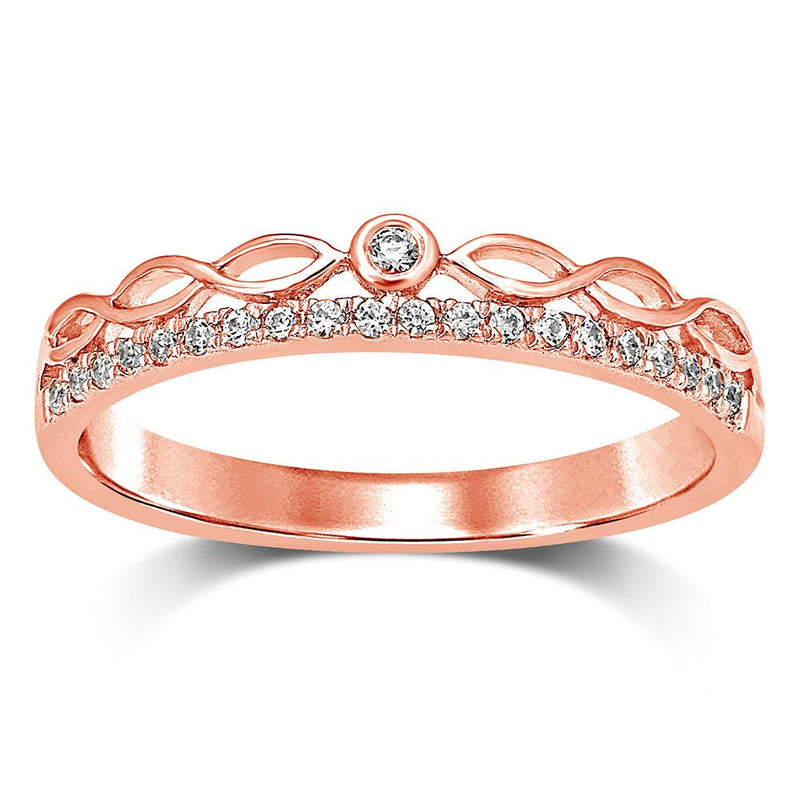 14K Rose Gold 1/10 Ct.Tw.Diamond Stackable Band