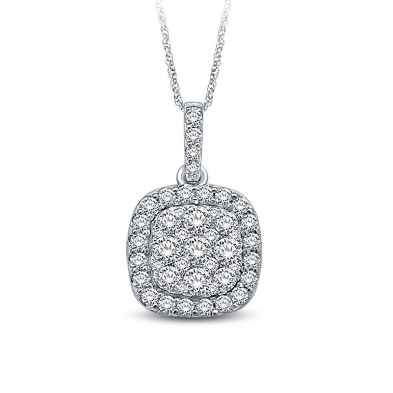14K White Gold 1/2 Ctw Invisible Diamond Fashion Pendant