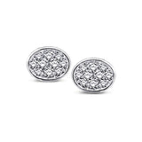 14K White Gold 1/5 Ctw Diamond Oval Shape Flower Stud Earrings