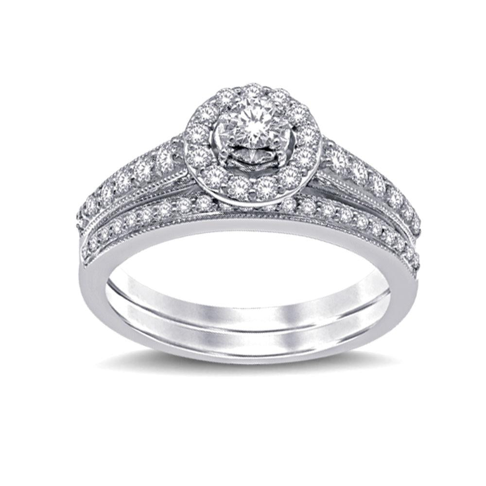 10K White Gold 3/4 Ctw Diamond Bridal Ring