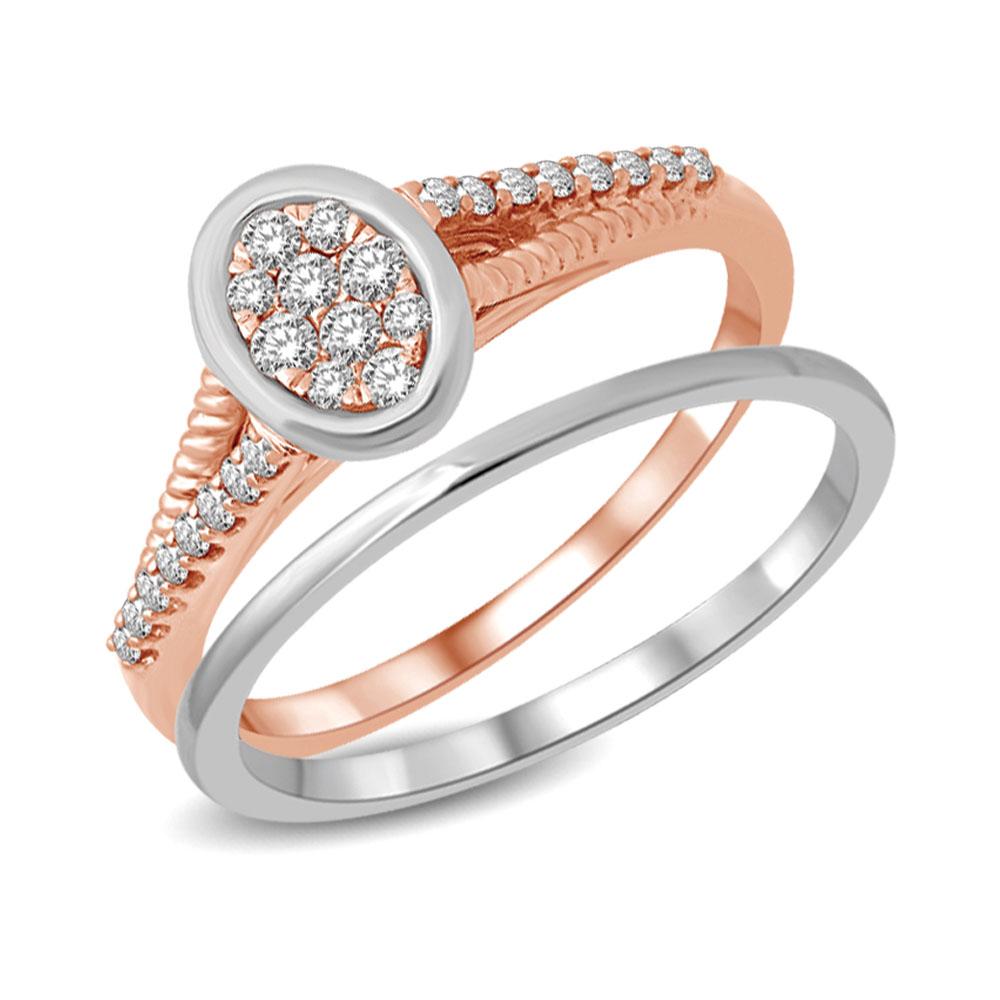 14K Two Tone Gold 1/4 Ct.Tw. Diamond Engagement Ring