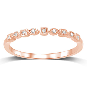 14K Rose Gold 1/20 Ctw Diamond Wedding Band