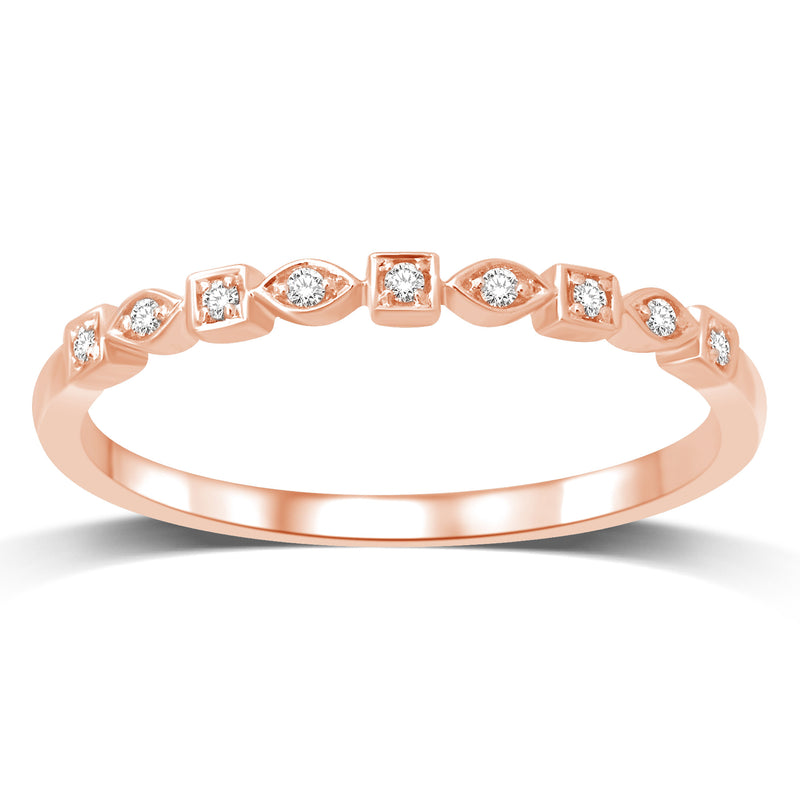 14K Rose Gold 1/20 Ctw Diamond Wedding Band