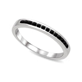 14K White Gold 1/6 Ctw Black Diamond Machine Band