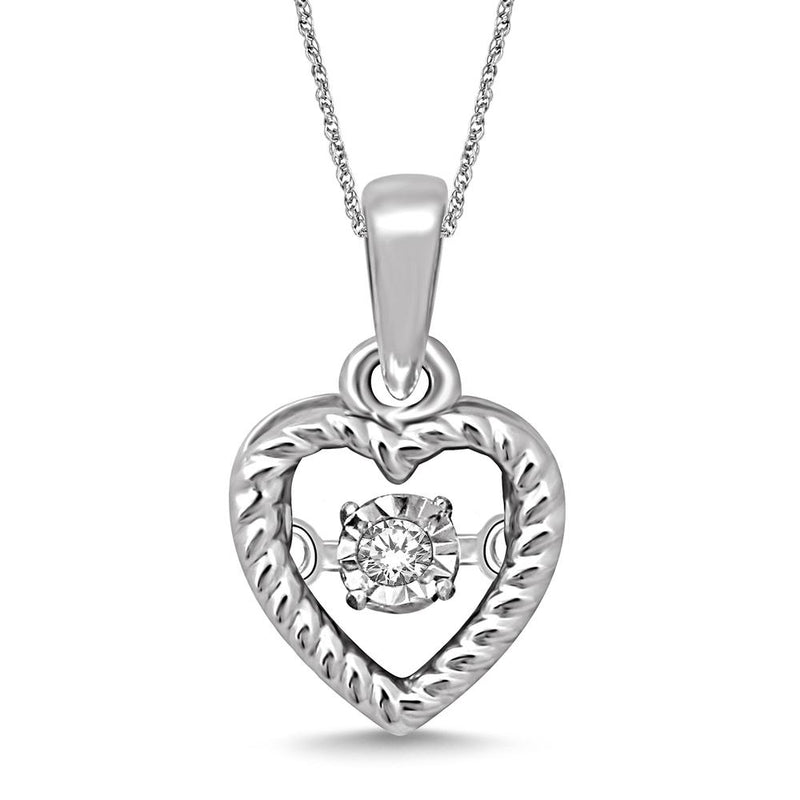 Sterling Silver Moving Diamond Accent Heart Pendant